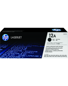 خرطوشة مسحوق حبر أصلية باللون الأسود لطابعة HP 12A Black LaserJet